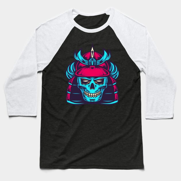 Skull samurai Baseball T-Shirt by Luckyart11